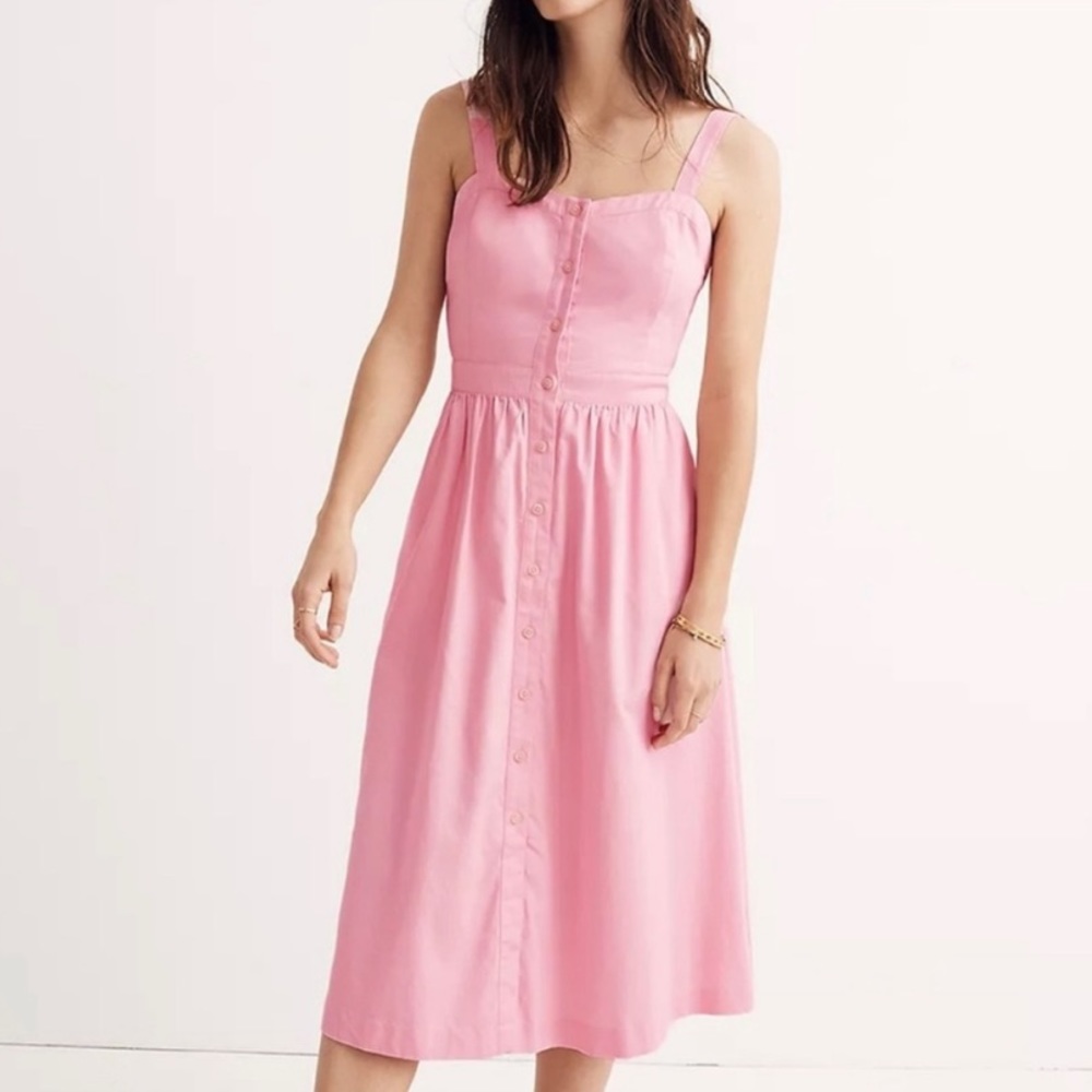Madewell Pink Fleur Bow-Back Midi Dress